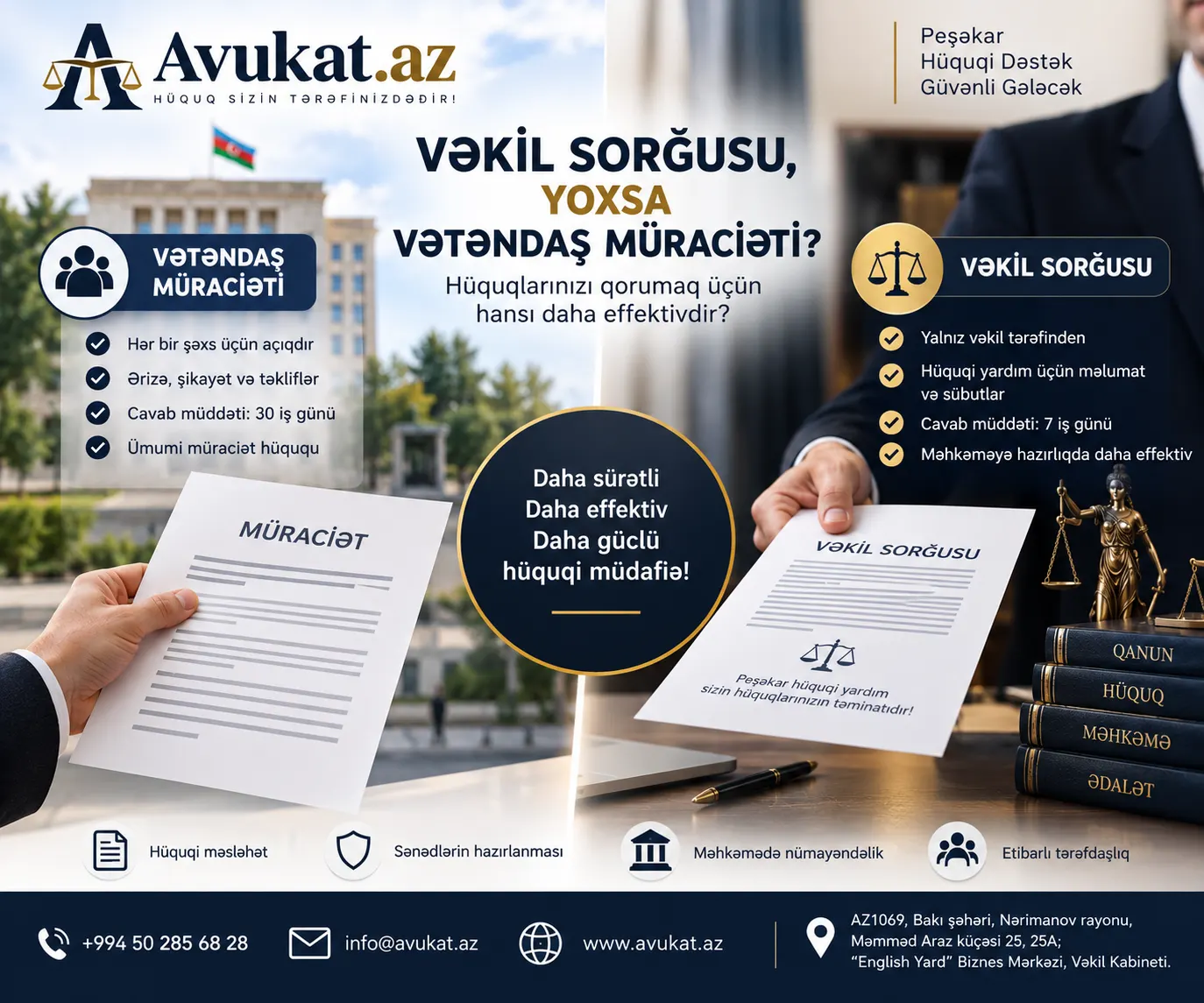 Vəkil sorğusu, yoxsa vətəndaş müraciəti? Hüquqlarınızı qorumaq üçün hansı daha effektivdir?